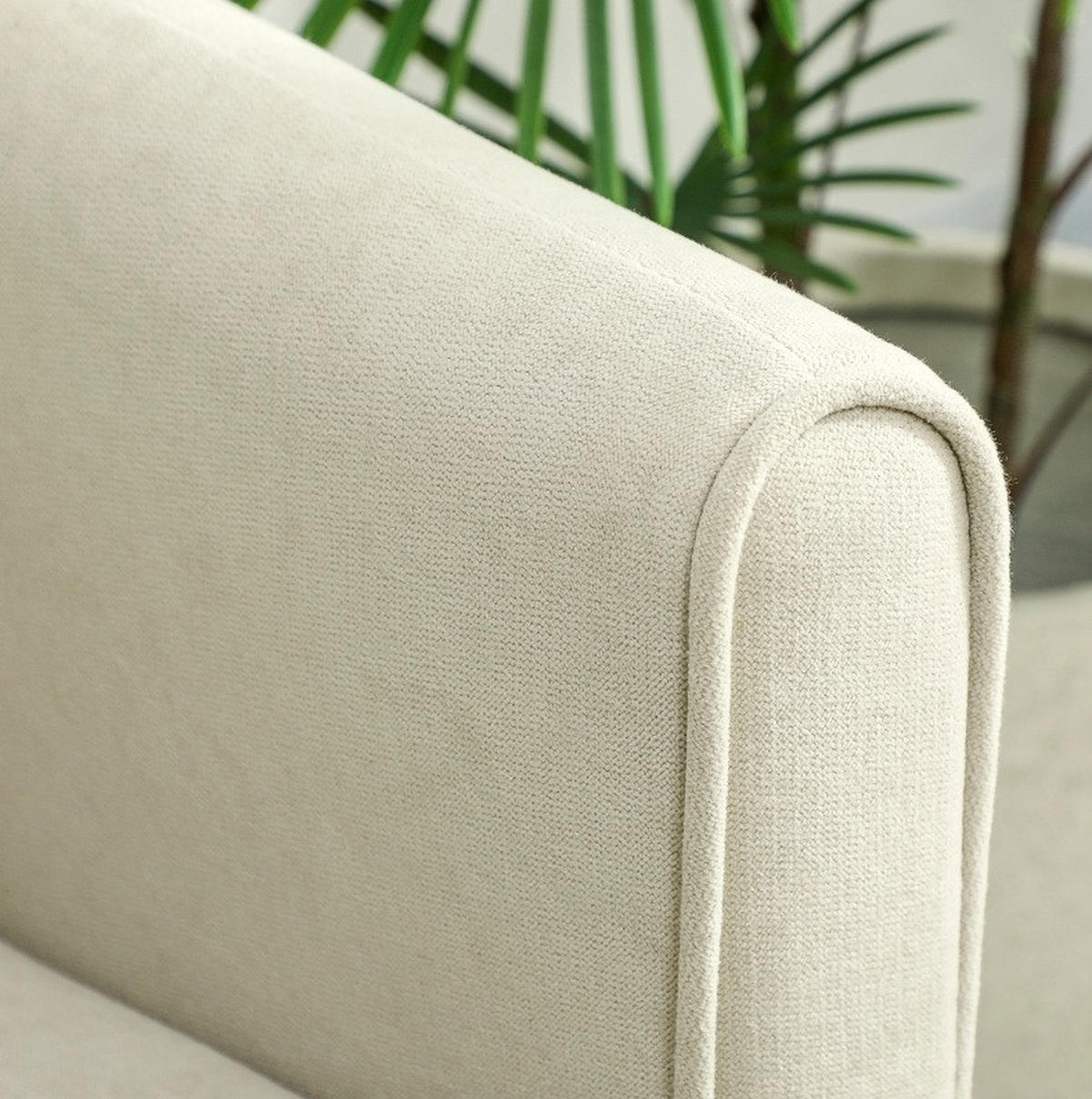 DVOUMÍSTNÁ pohovka 124/73/92 cm krémově bílá z kovu s měkkým polstrováním - krémová, kov (73/92/124cm) - OKWISH