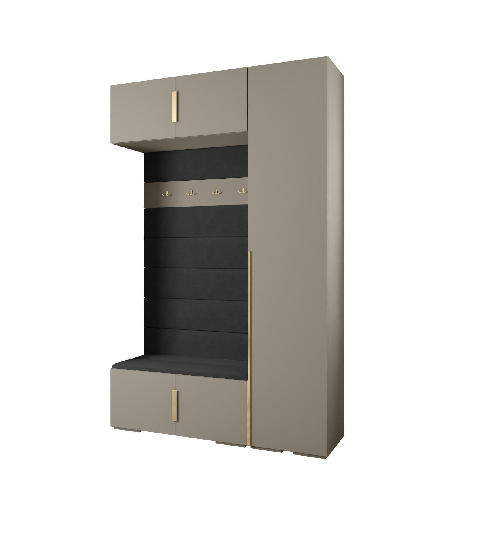 Abiks Möbel Garderoben-Set Kaschmir, Schwarz, Gold 150x236.7x47 cm