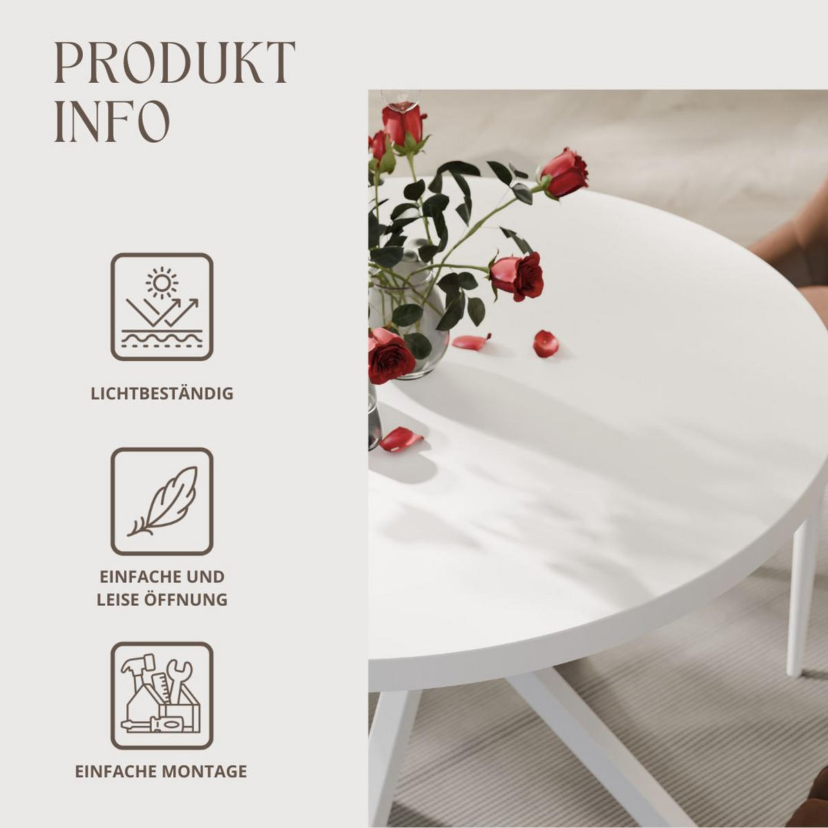 AUSZIEHTISCH MILTON 90-166/76 cm mit Metallgestell, Weiß / Arktisweiß - Weiß, Holzwerkstoff/Metall (90/90/76cm) - Idohome
