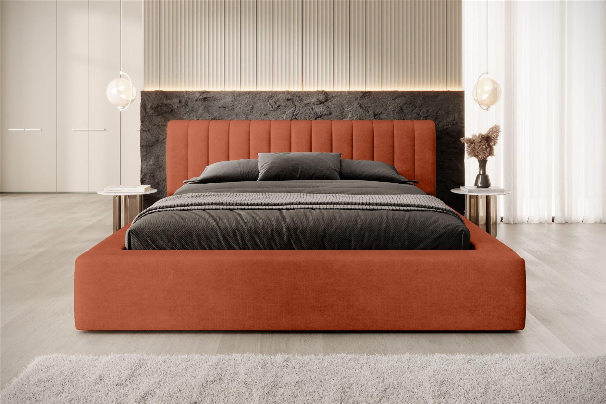 Thumbnail - Fun Möbel Polsterbett, Rotbraun, Textil, 180x200 cm, Schlafzimmer, Betten, Polsterbetten