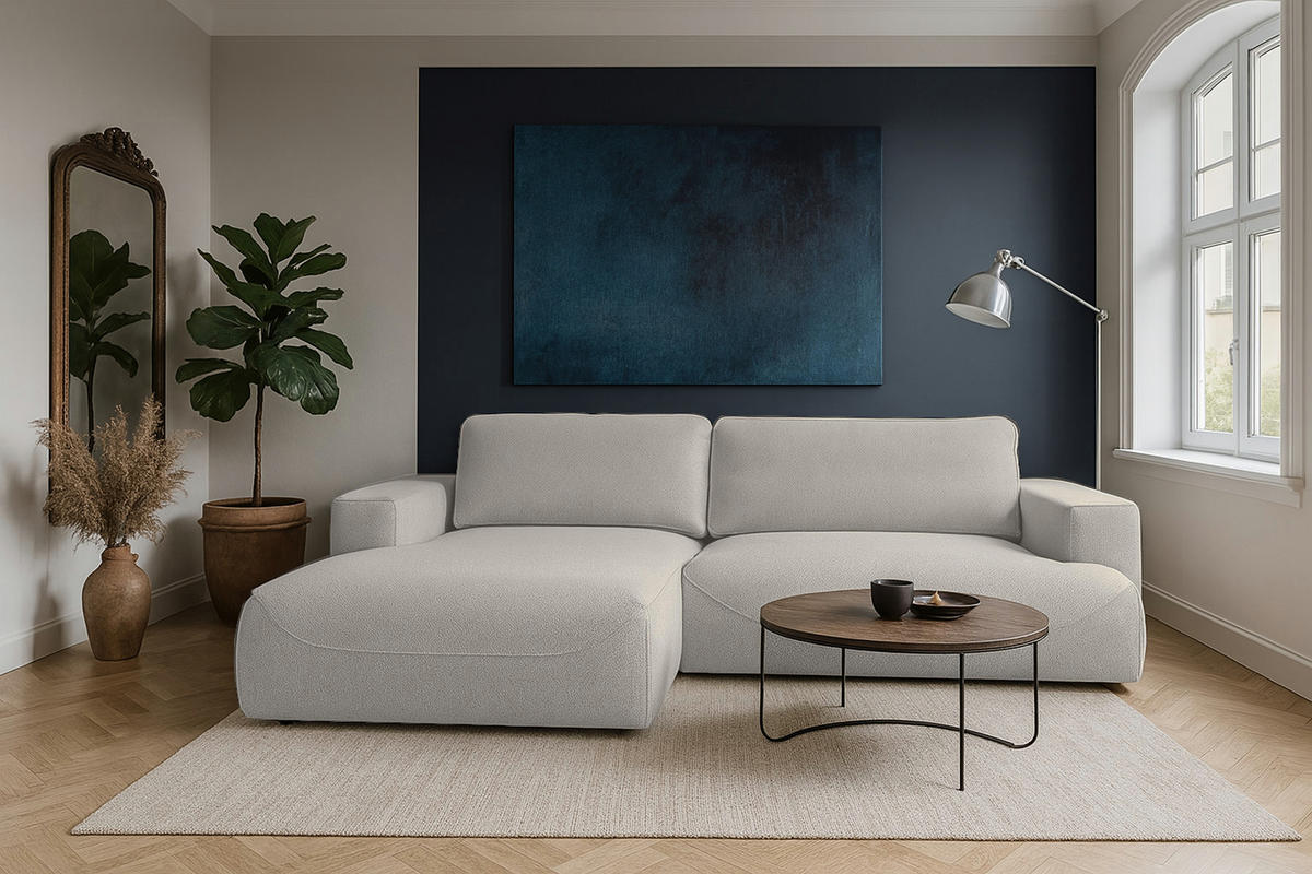 ECKSOFA LUNA mit Bettkasten und Schlaffunktion, Grau - Grau, Textil (195/271cm) - KS Home Concept