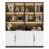 VITRINE aus Spanplatte 160x30x200 cm Weiß/Schwarz mit LED-Beleuchtung, Glastüren und Stauraum - Weiß, Holzwerkstoff (30/200/160cm) - IVMEU