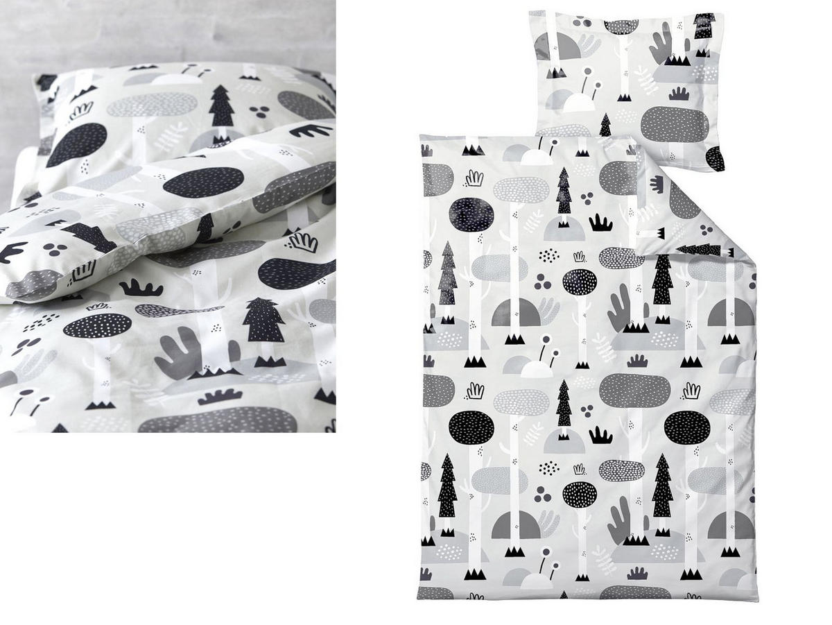 BETTWÄSCHE Magic Forest 100/140 cm schwarz-weiß Baumwolle - Multicolor, Textil (100/140cm) - Södahl