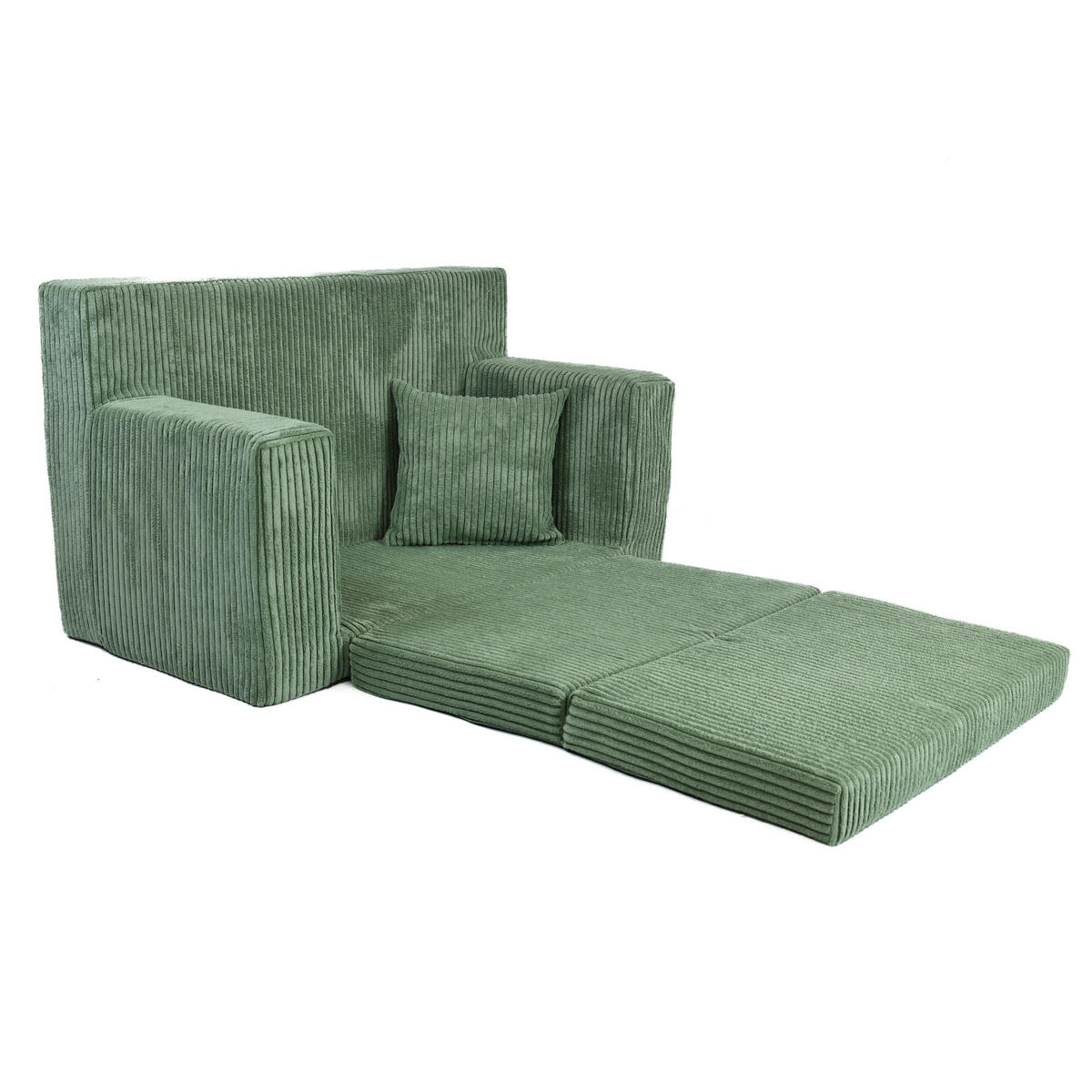 KINDERSOFA aus Kuschel-Cord in Hellgrün - Hellgrün, Textil (83/47/43cm) - Fortisline