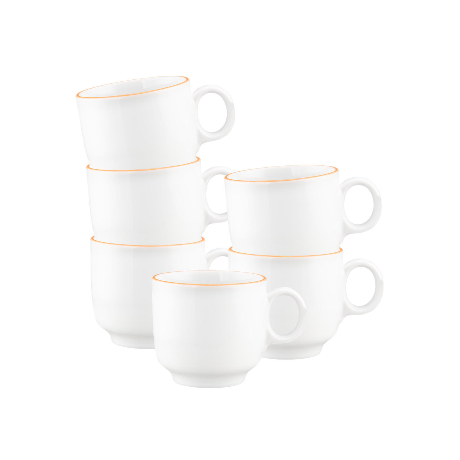 CAPPUCCINOTASSEN Sento Home Pure Lines Mango Orange 300 ml 6er Set - Orange, Keramik (0.3L) - Seltmann Weiden