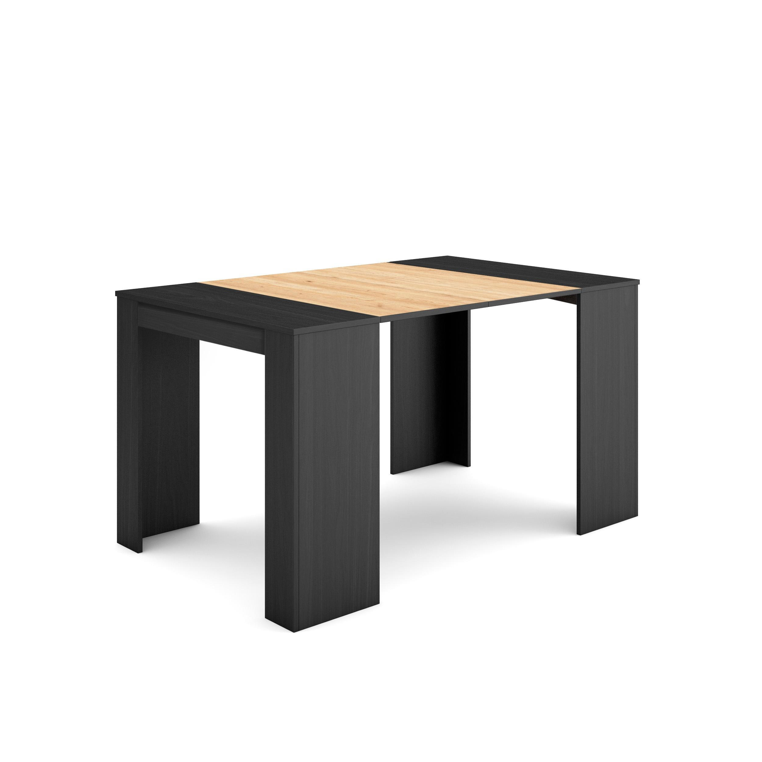 KONSOLENTISCH, ausziehbar bis 140cm , Schwarz Eiche - Schwarz/Naturfarben, Holzwerkstoff (140/140/77cm) - Skraut Home