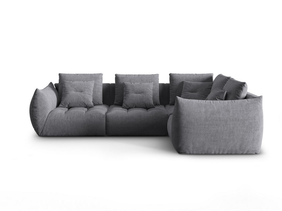 ECKSOFA modular rechts Bloom aus strukturiertem Stoff grau 3 Sitzplätze - Grau, Textil (216/316cm) - Micadoni
