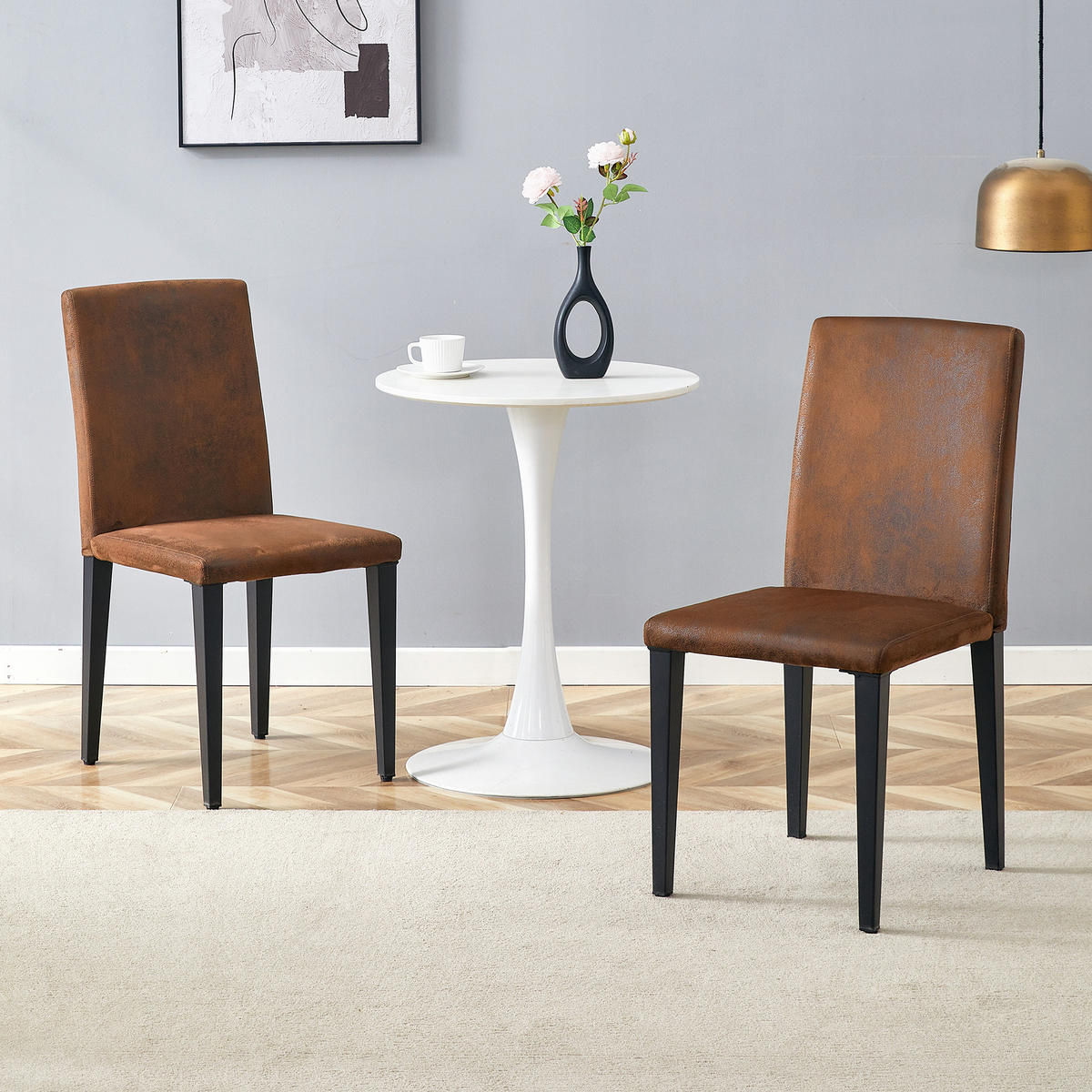 STUHL-SET DE-36601 2 Stück mit Webstoff und Metallbeinen Braun - Braun, Metall (47/90/41cm) - ComfortXL