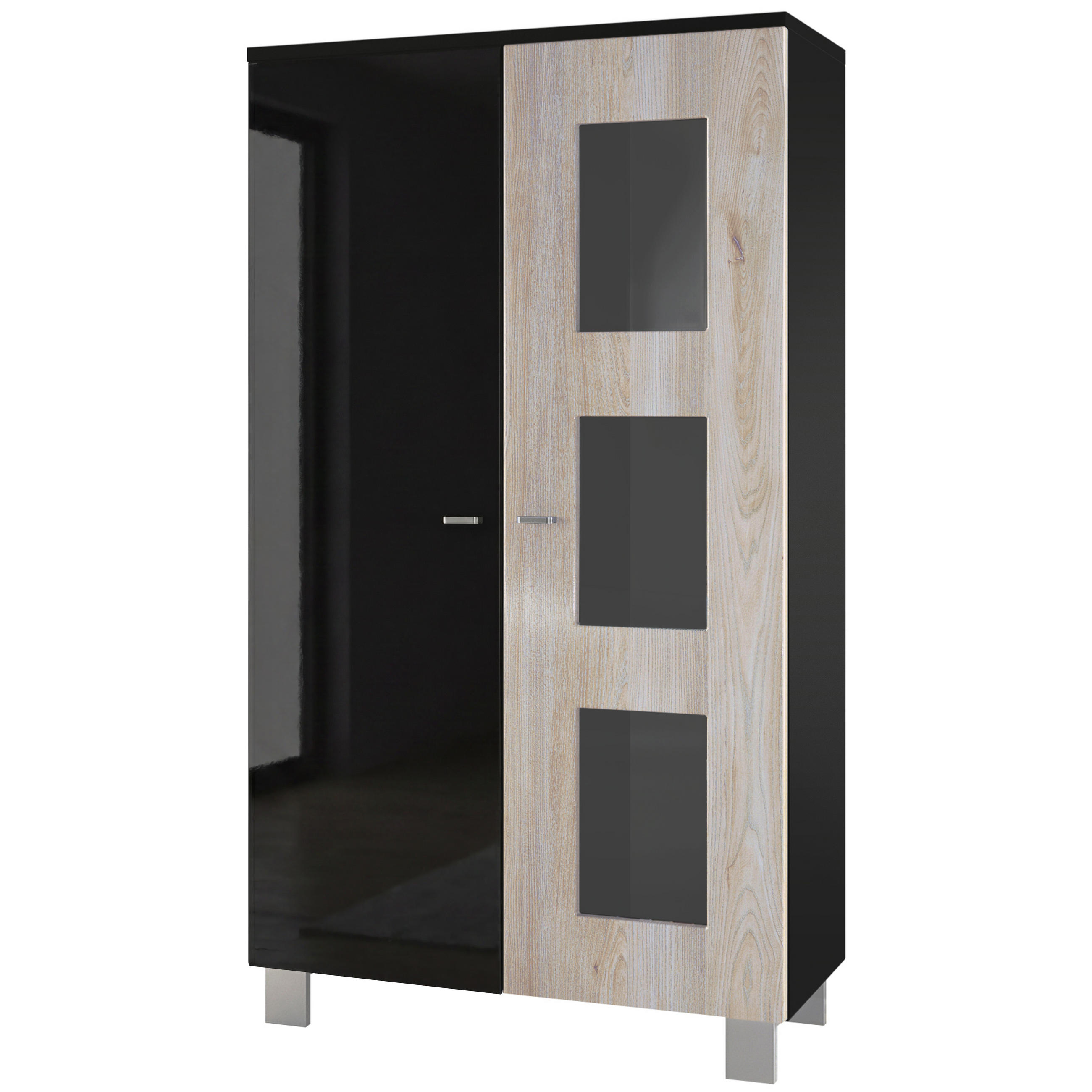 VITRINE Denjo Tür in Eiche Nordic - Silbereichenfarben, Holzwerkstoff (71/129/35cm) - Vladon