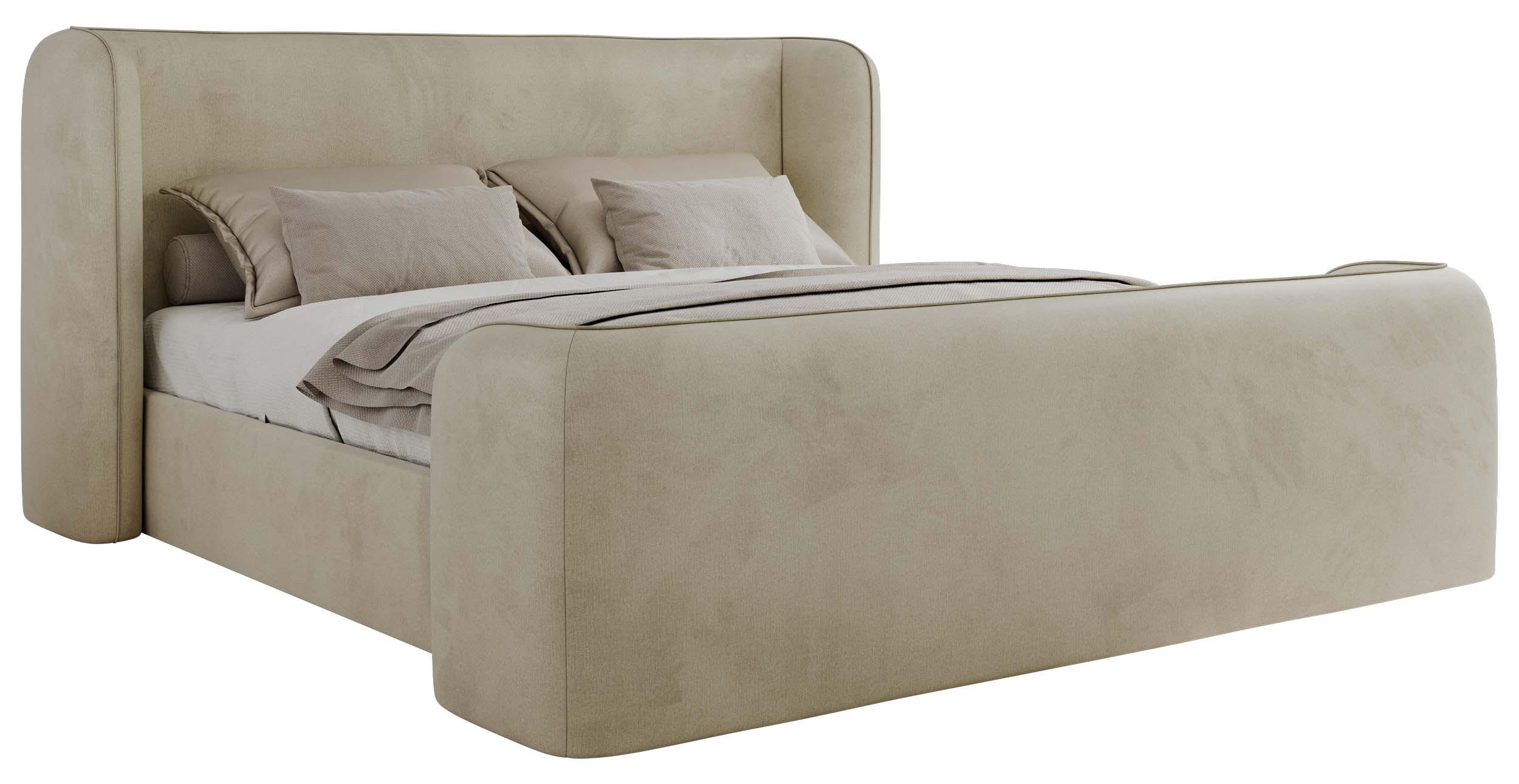 POLSTERBETT EMORA CLASSIC DUO 160/200 - Beige Velvet - Schaum-Matratze - Beige, Textil (160/200cm) - MKS