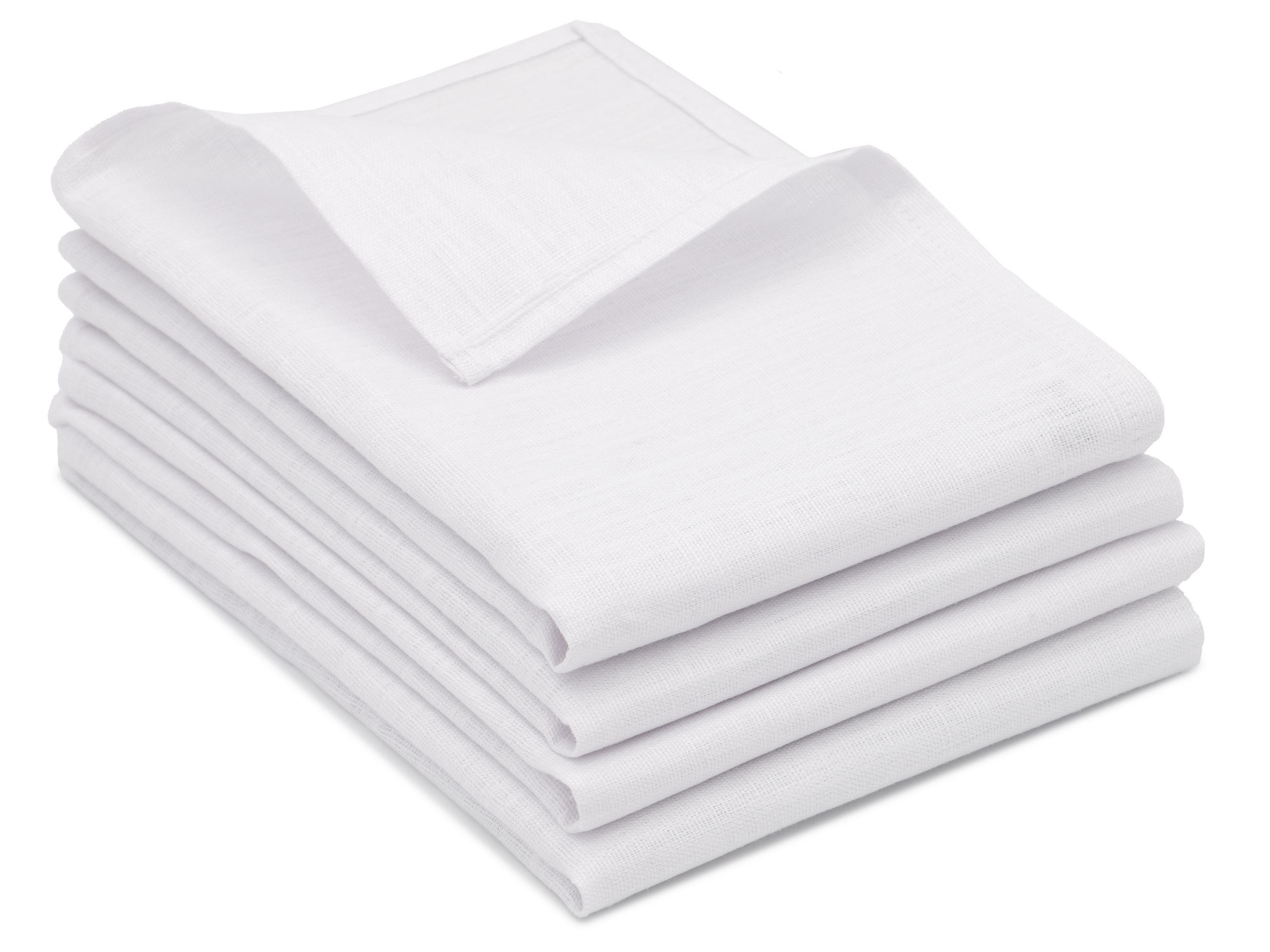 GESCHIRRTÜCHER, 4er-Set, 50x70 cm, 100% Leinen, Weiß - Weiß, Textil (50/70cm) - Zollner