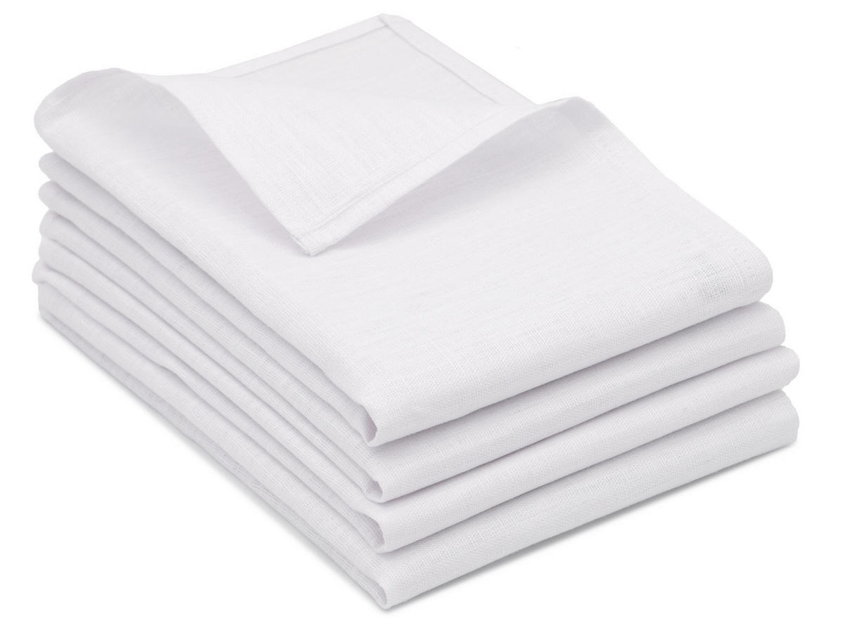 GESCHIRRTÜCHER, 4er-Set, 50x70 cm, 100% Leinen, Weiß - Weiß, Textil (50/70cm) - Zollner
