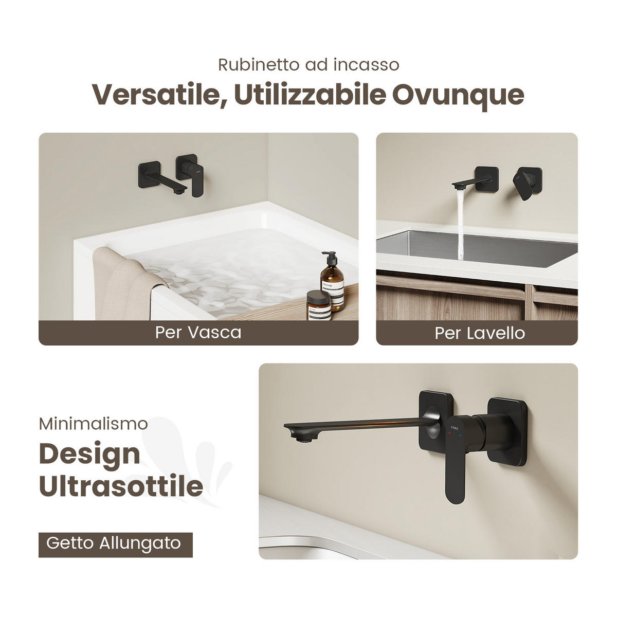 WASCHTISCHARMATUR Modular Ventilkernzertifizierung Messing Schwarz Matt - Schwarz, Metall (12.7/11/23.3cm) - EMKE