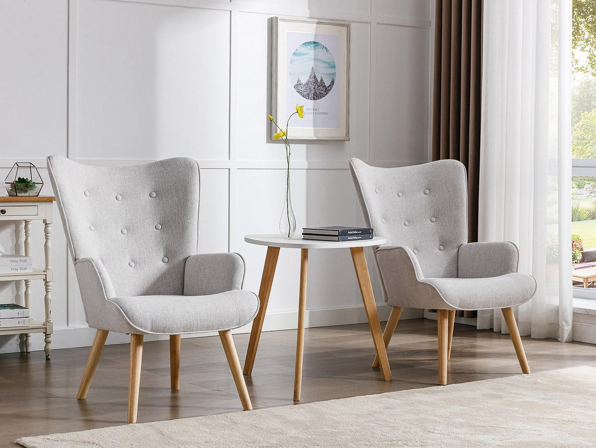 SESSEL - Stoff - Hellgrau - VATELY - Hellgrau, Textil (69/95.5/78cm) - Vente-Unique