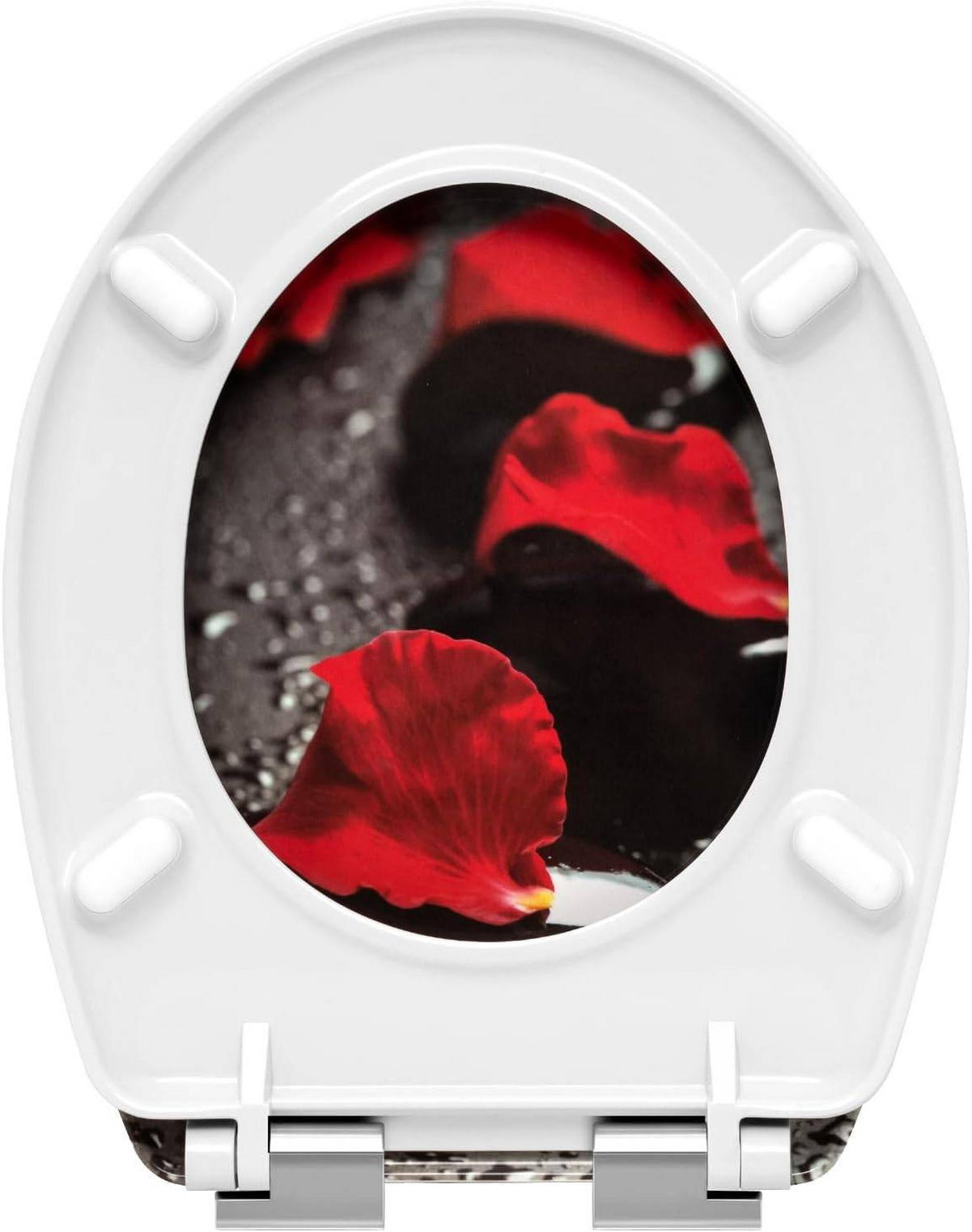 WC SITZ mit Absenkautomatik, Antibakteriell Oval, Rose - Schwarz/Rosa, Kunststoff (37/2.51/45cm) - Woltu