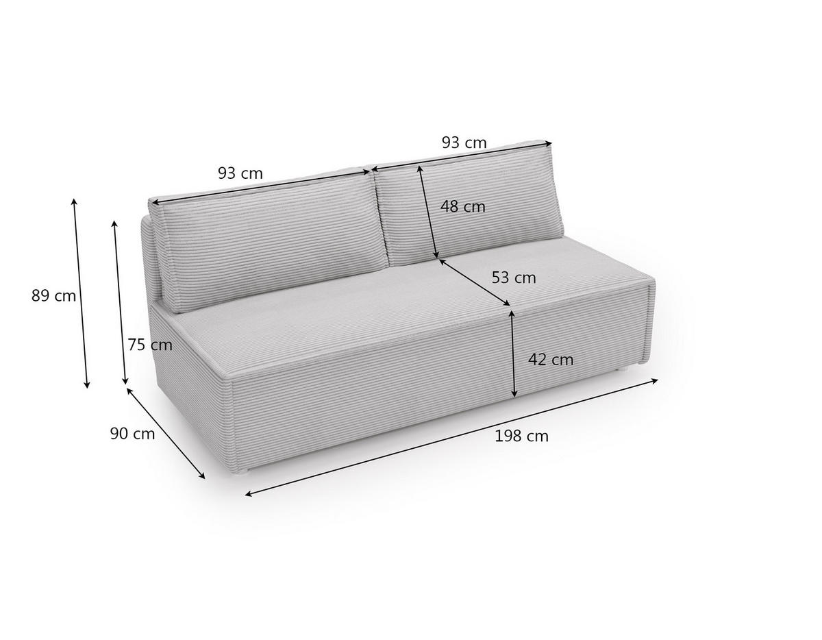 SCHLAFSOFA Mit Bettkasten DUO Poso Stoff Grau - Grau, Holz (198/89/90cm) - Kaiser Möbel