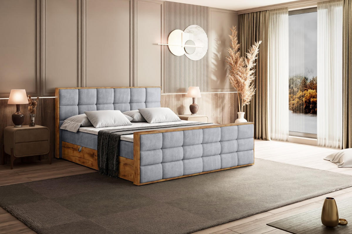 BOXBETT mit Matratze H4 und Lattenrost - LOLLI2-Z - 160x200 - Grau Monolith - Grau, Holzwerkstoff (160/200cm) - ALTDECOR