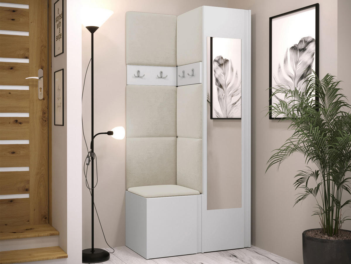 GARDEROBEN-SET Orion XXV - Beige/Weiß, Holzwerkstoff/Kunststoff (82/186/46cm) - MIRJAN24