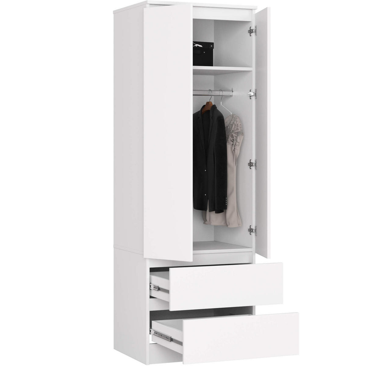 KLEIDERSCHRANK Weiß 180/60/51 - Weiß, Holzwerkstoff (60/180/51cm) - RAUMHIRSCH FURNITURE