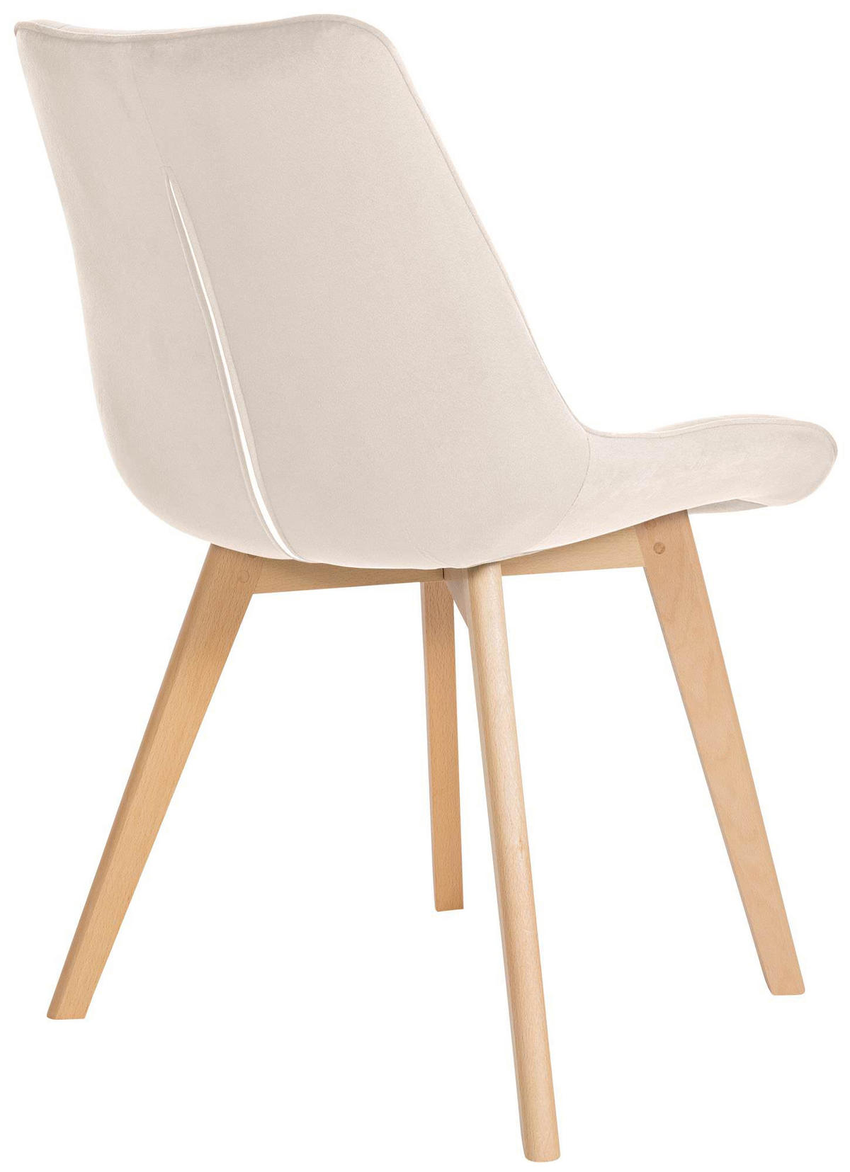 STUHL Samt creme - Eukalyptusholzfarben/Creme, Holz/Textil (54/84/63cm) - CLP