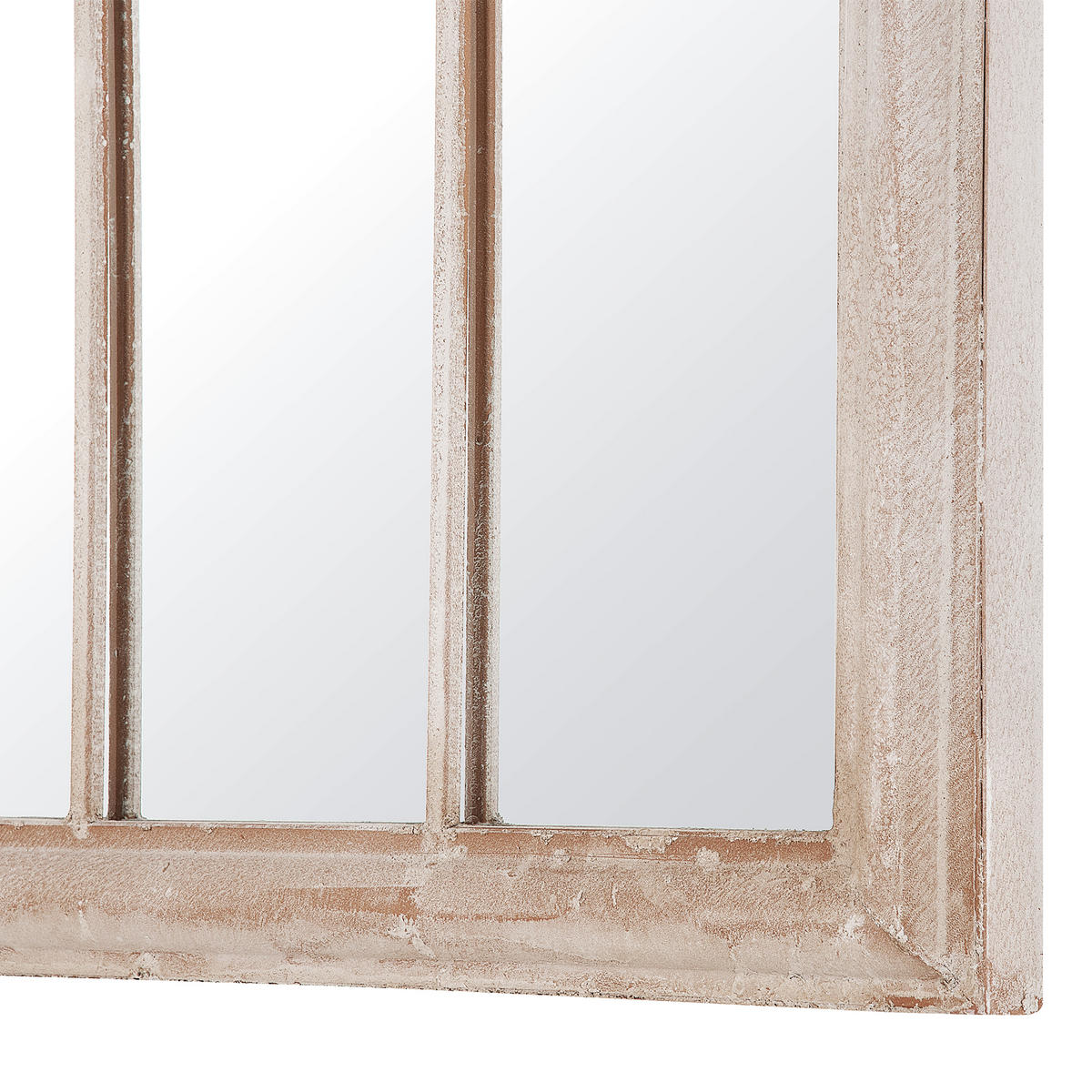 WANDSPIEGEL beige Fensteroptik 69/89 cm Embry - Beige, Metall (69/89/5cm) - Beliani