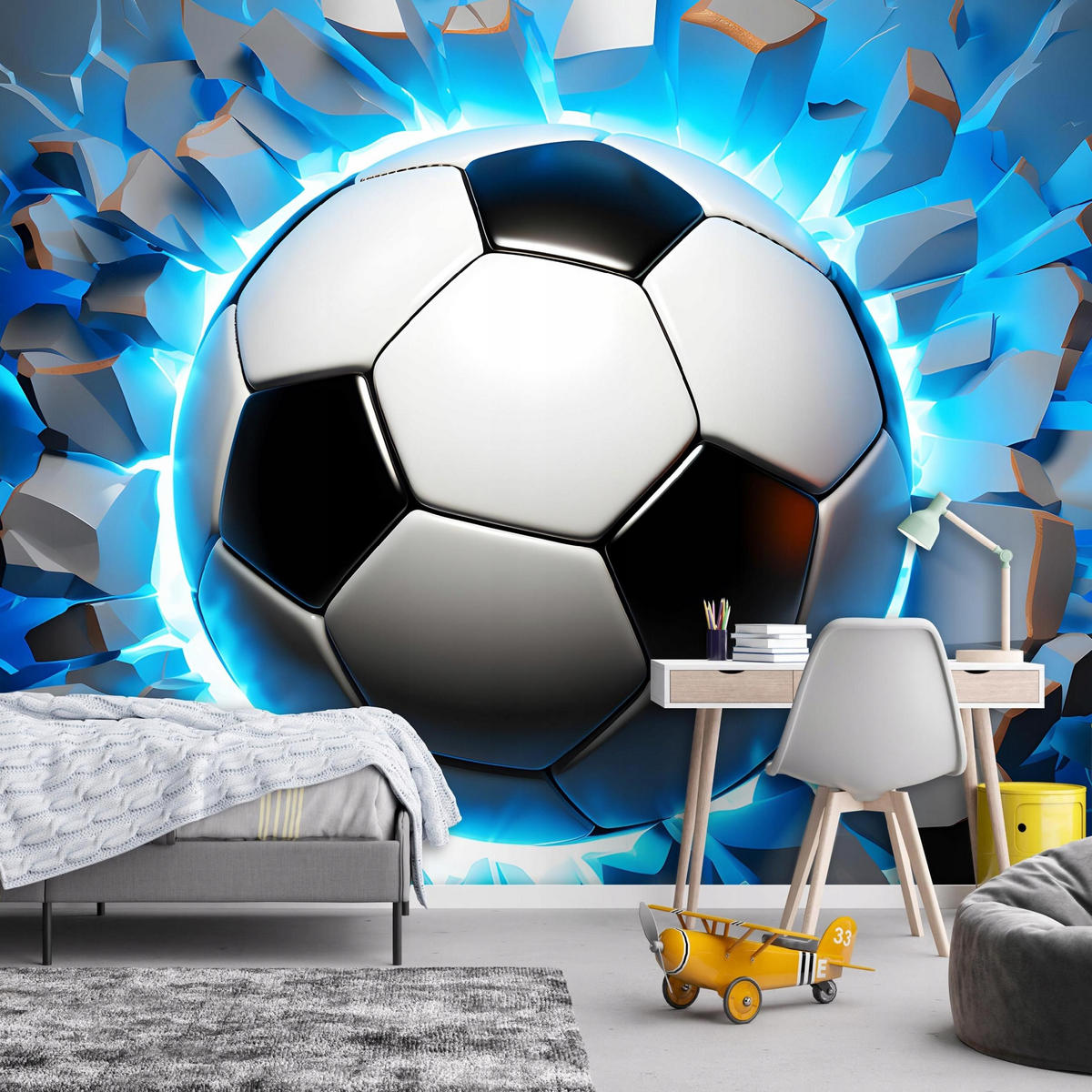 FOTOTAPETE Fußball Kinderzimmer Vliestapete Tapete 350x250 - Multicolor, Papier (350/250cm) - Wallarena