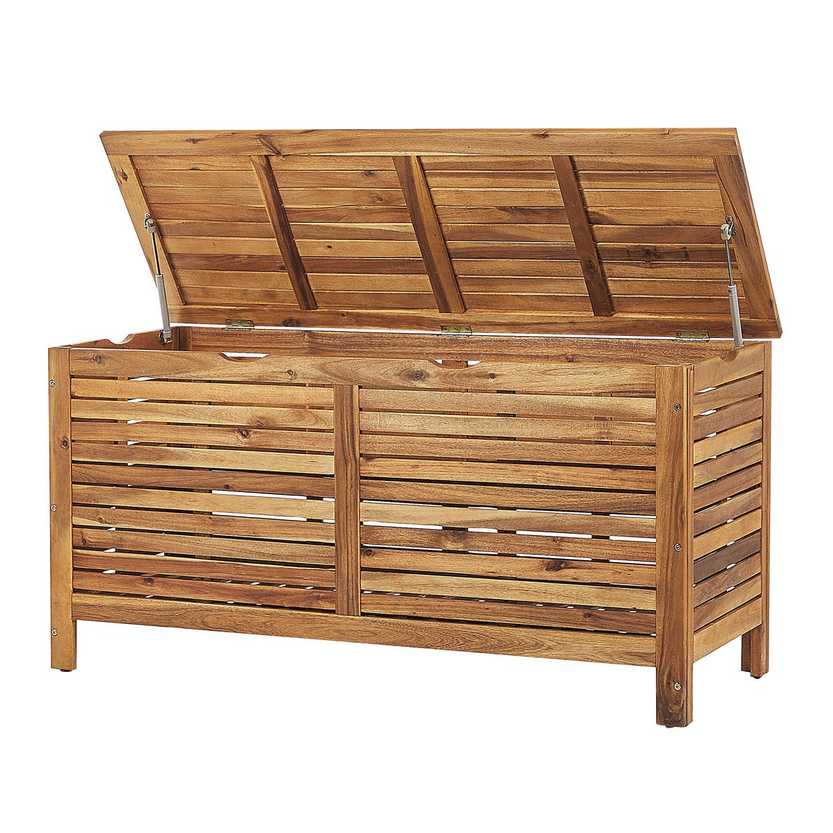 AUFLAGENBOX Akazienholz hellbraun 130/48 cm Riviera - Hellbraun, Holz (130/64/48cm) - Beliani