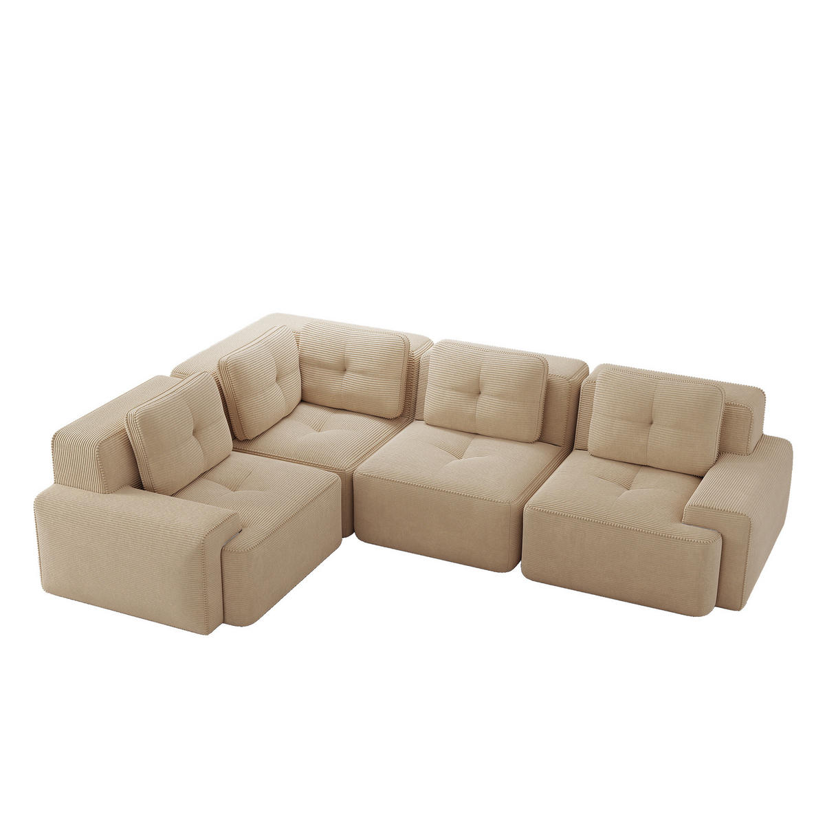 ECKSOFA modular Cord Beige - Beige, Kunststoff (104/382cm) - Meubliv