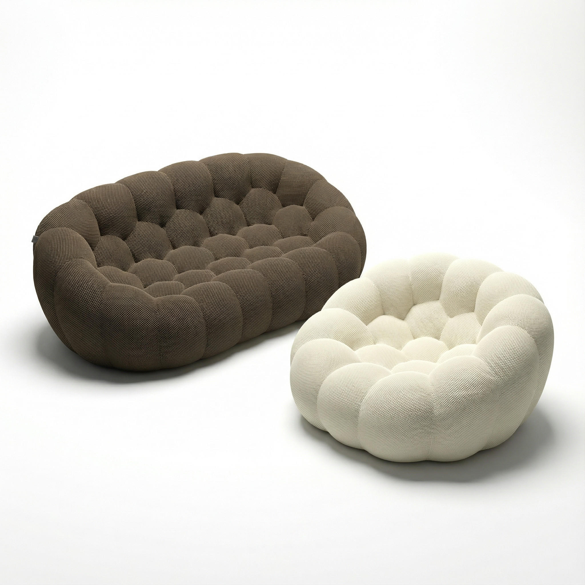 SITZGARNITUR Cocoon Sofa und Sessel Schokolade und Weiß - Braun/Weiß, Textil (190/75/113cm) - COCO Living