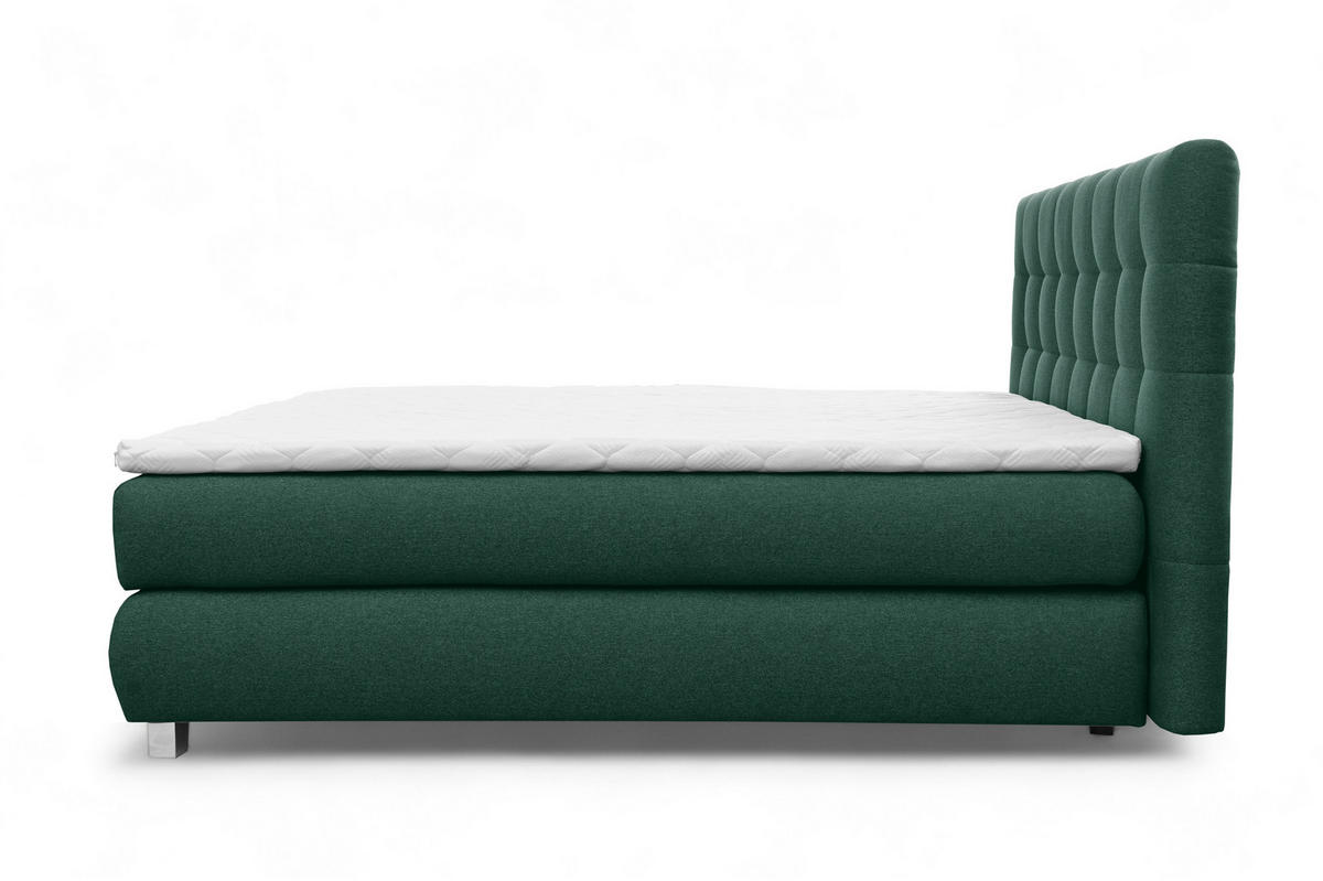 BOXSPRINGBETT Ben mit Pocketmatratze und Bonellmatratze inkl. Topper - Grün, Textil (180/200cm) - AN-Moebel 4u