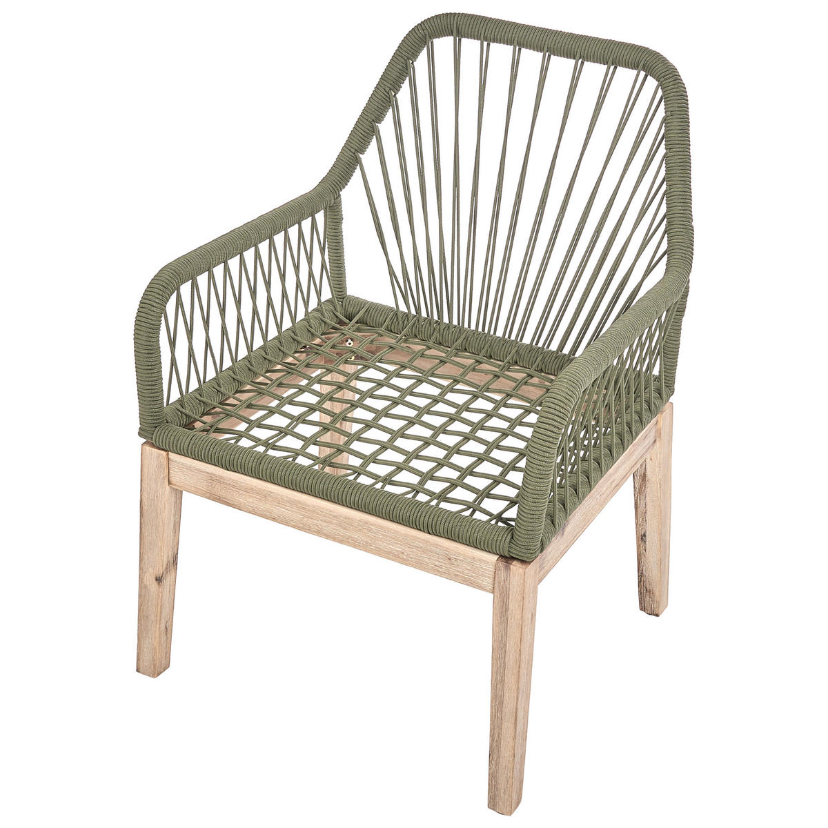 GARTENSTUHL 2er-Set und Sitzkissen Olivgrün Olbia - Beige/Braun, Holz (64/89/71cm) - Beliani