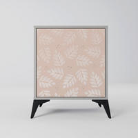 SIDEBOARD LEAVES ON BEIGE, Grau, 57,5x42x70,5 cm, Schwarze Metall-Sternfüße - Multicolor/Schwarz, Holzwerkstoff/Metall (57.5/70.5/42cm) - SpaceRebels
