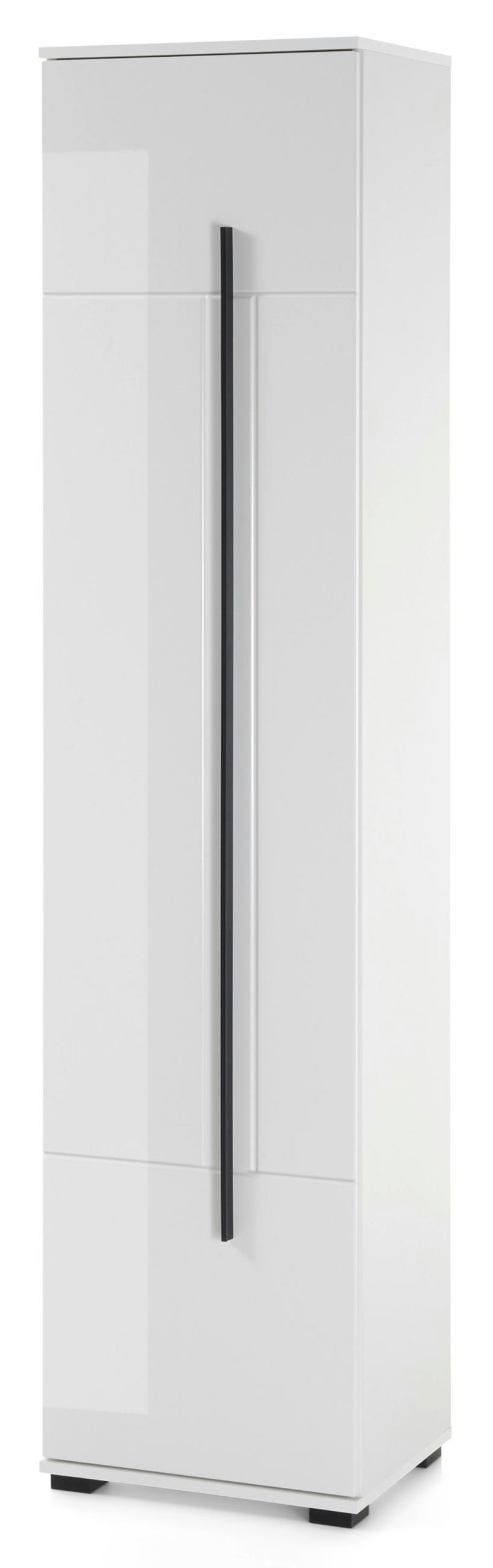 BAD-HOCHSCHRANK weiß Hochglanz, Badschrank, 45 x 200 cm - Weiß Hochglanz/Schwarz, Holzwerkstoff/Kunststoff (45/200/35cm) - Furn.Design