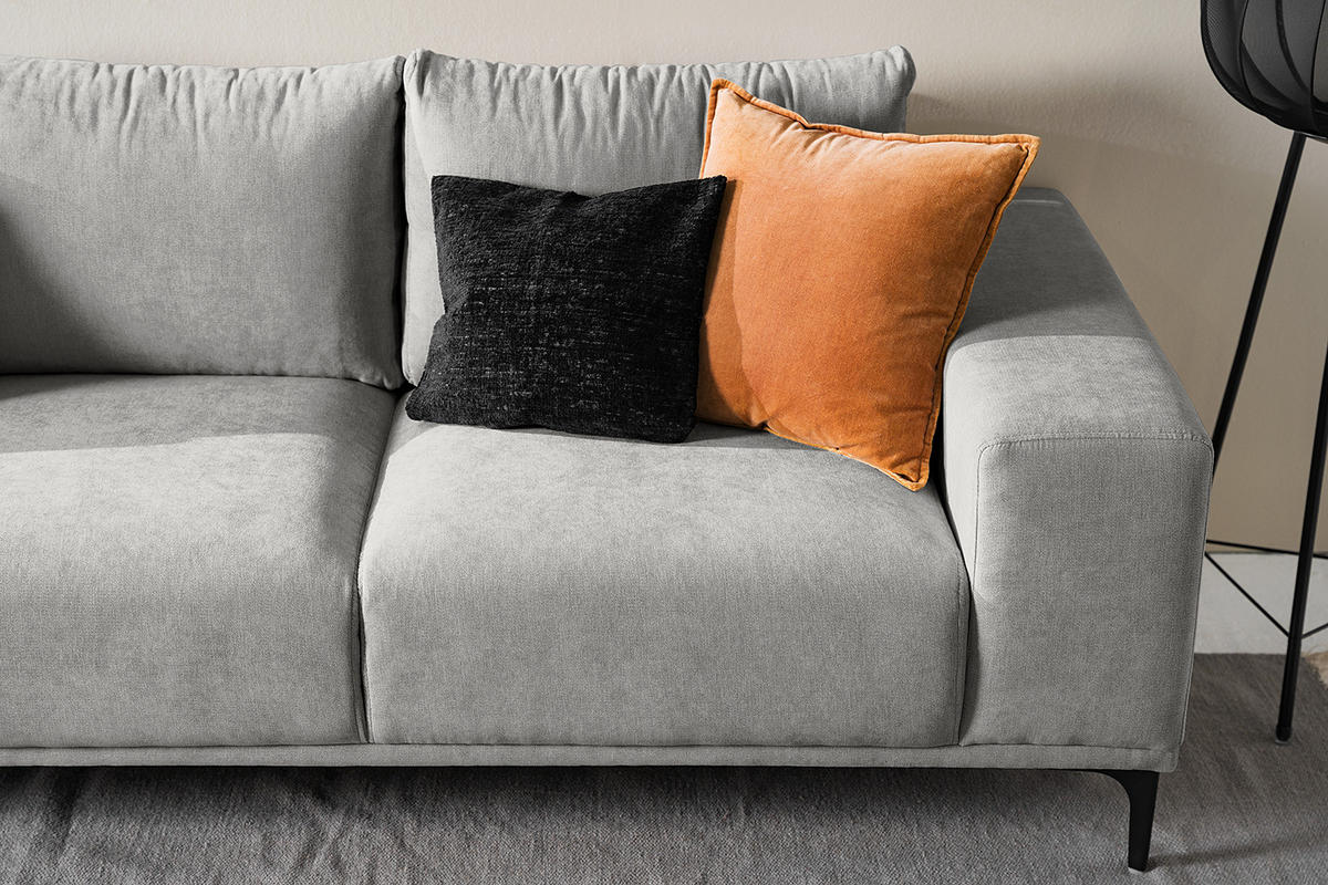 3-SITZER SOFA - Grau, Metall (246/78/91cm) - home24