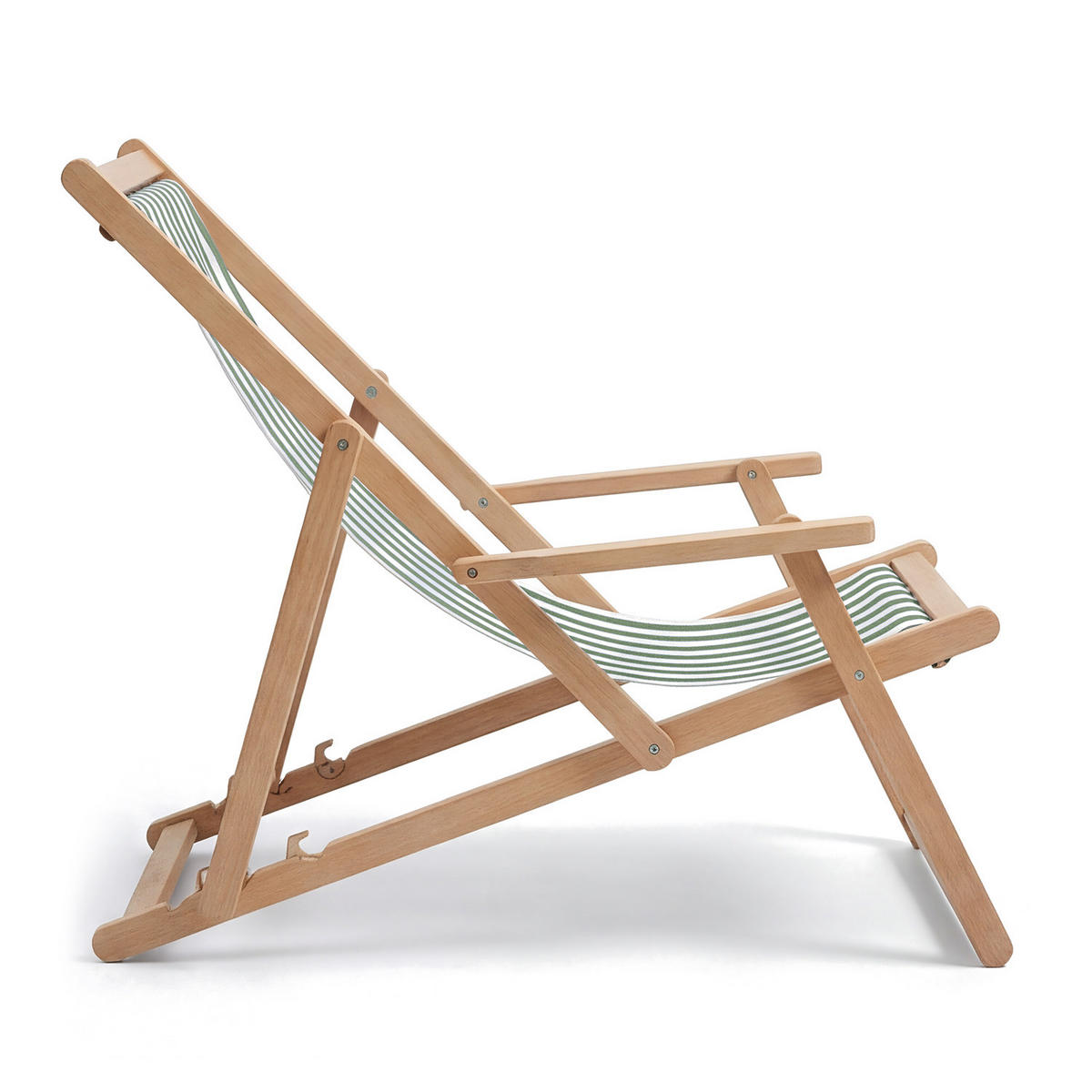 LIEGESTUHL - Akazie massiv / Webstoff - Salbeigrün, Holz/Textil (63/88/102cm) - home24