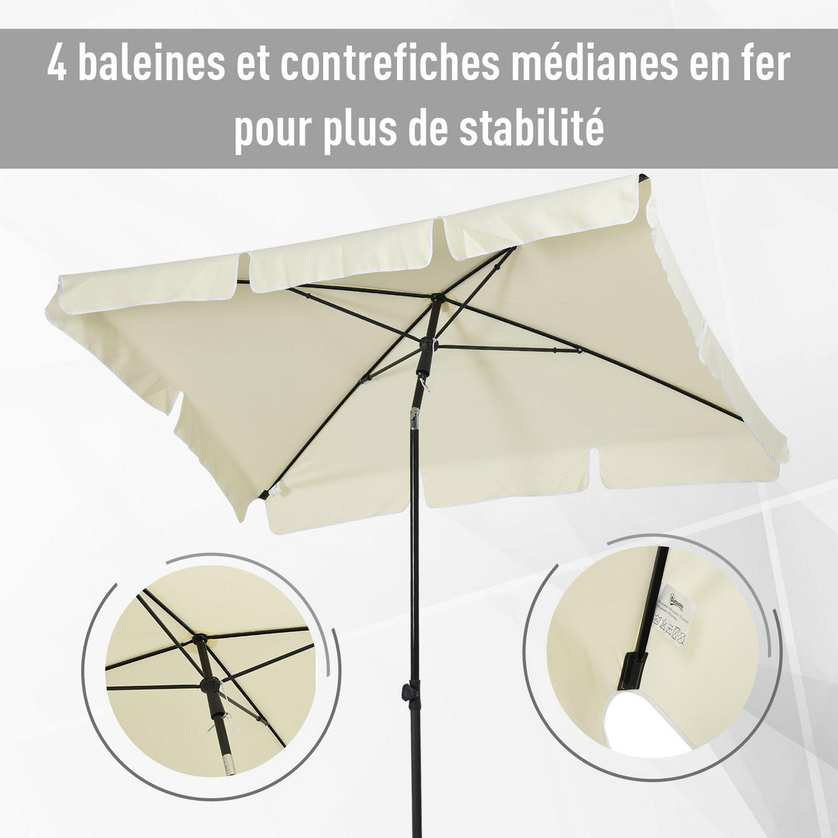 SONNENSCHIRM 200/130 cm DE-11626 Hellbeige - Beige, Metall (130/198cm) - ComfortXL