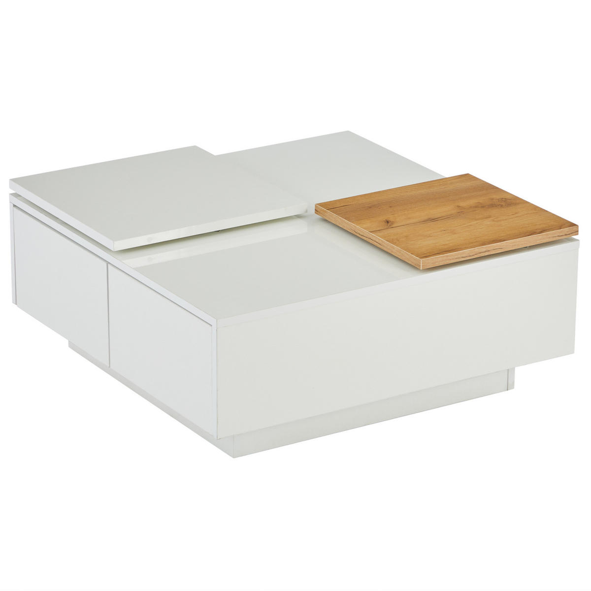 COUCHTISCH mit 4 Schubladen 75x75 cm Hochglanz White - Weiß, Holzwerkstoff (75/75/33.5cm) - Meubliv