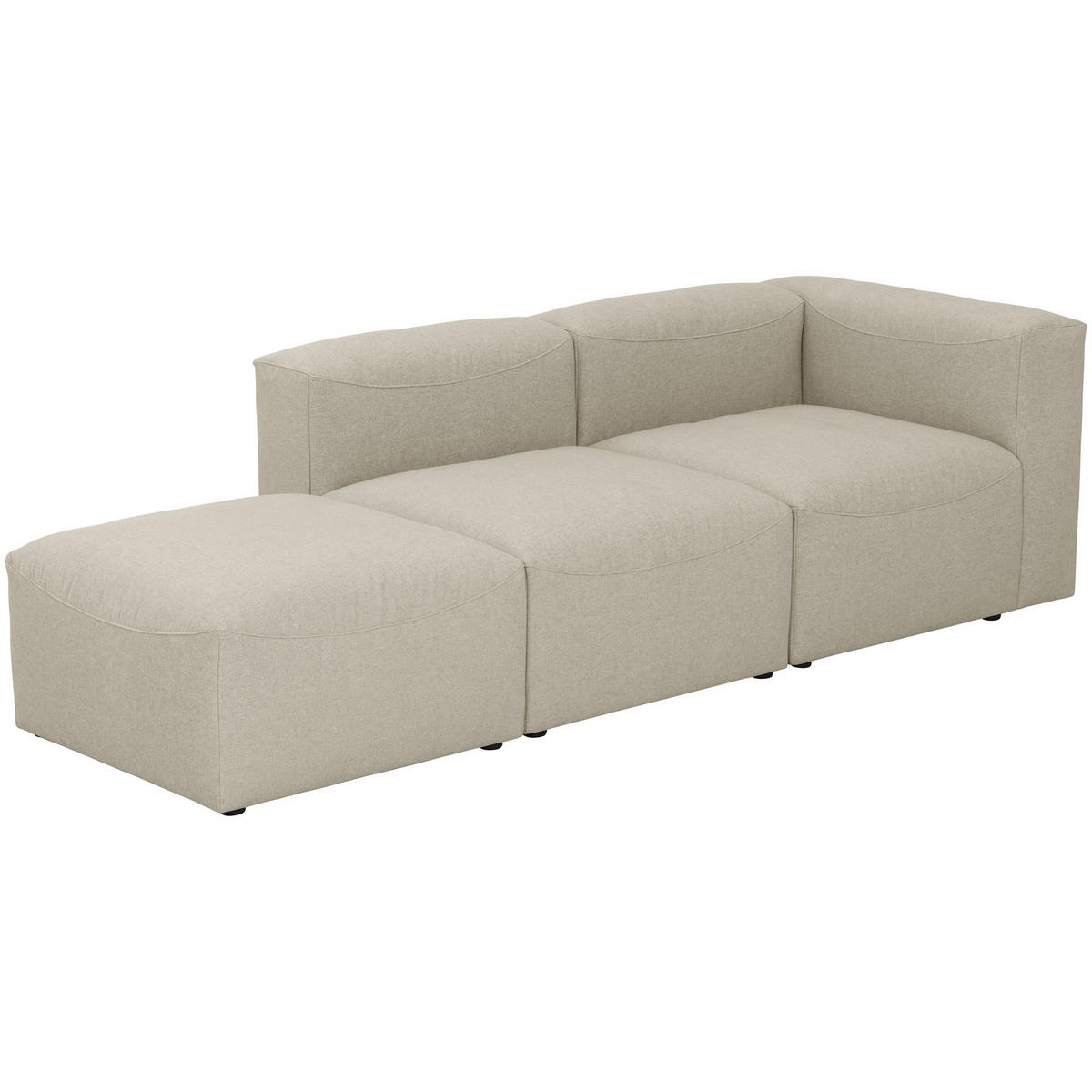SOFA 2-Sitzer mit Hocker links Kattrina Flachgewebe creme - Creme, Kunststoff (100/73/250cm) - 58aufmkessel
