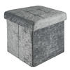 SITZHOCKER Faltbar mit Samtbezug 38/38/38 cm(Grau) - Grau, Karton (38/38/38cm) - Intirilife