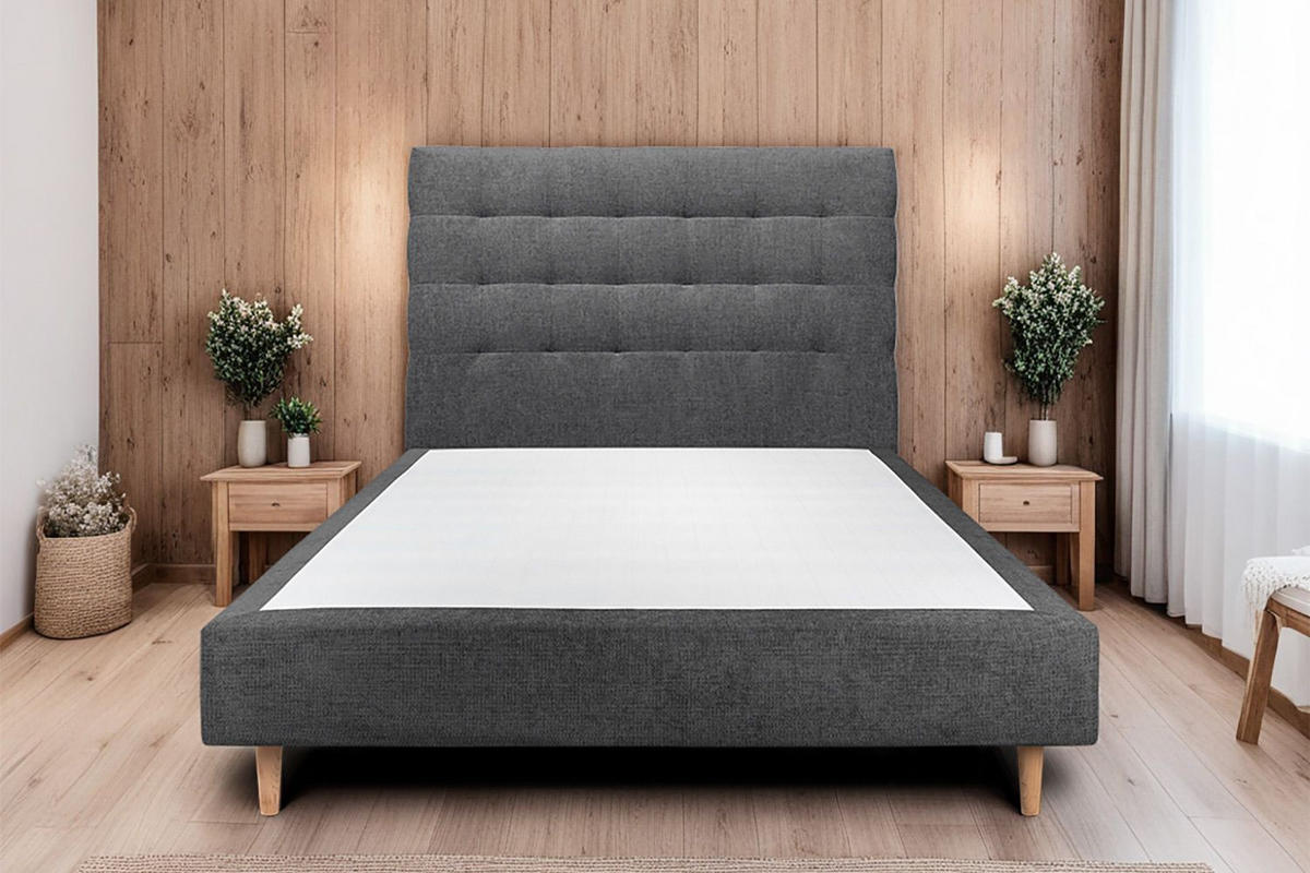 KOPFTEIL gepolstert - Gesteppt – schwarzer Stoff - 150 cm - Beige/Schwarz, Holz (150/120/10cm) - Sommeil de Plomb