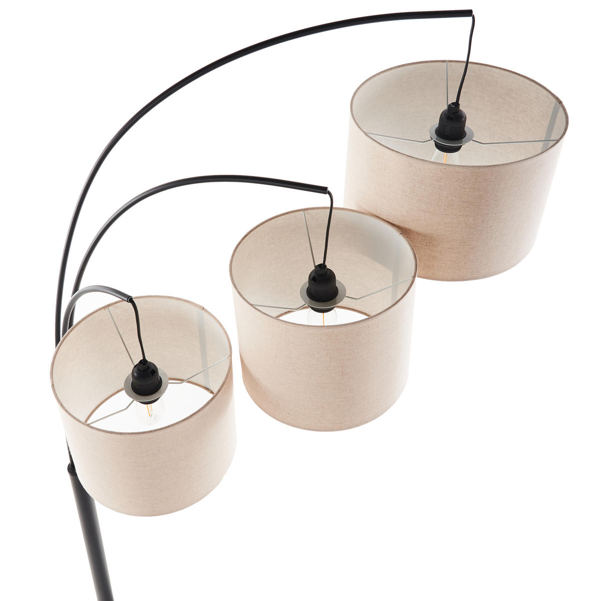 STEHLAMPE Beige/Schwarz Caroni - Beige/Schwarz, Metall (70/70/178cm) - Beliani