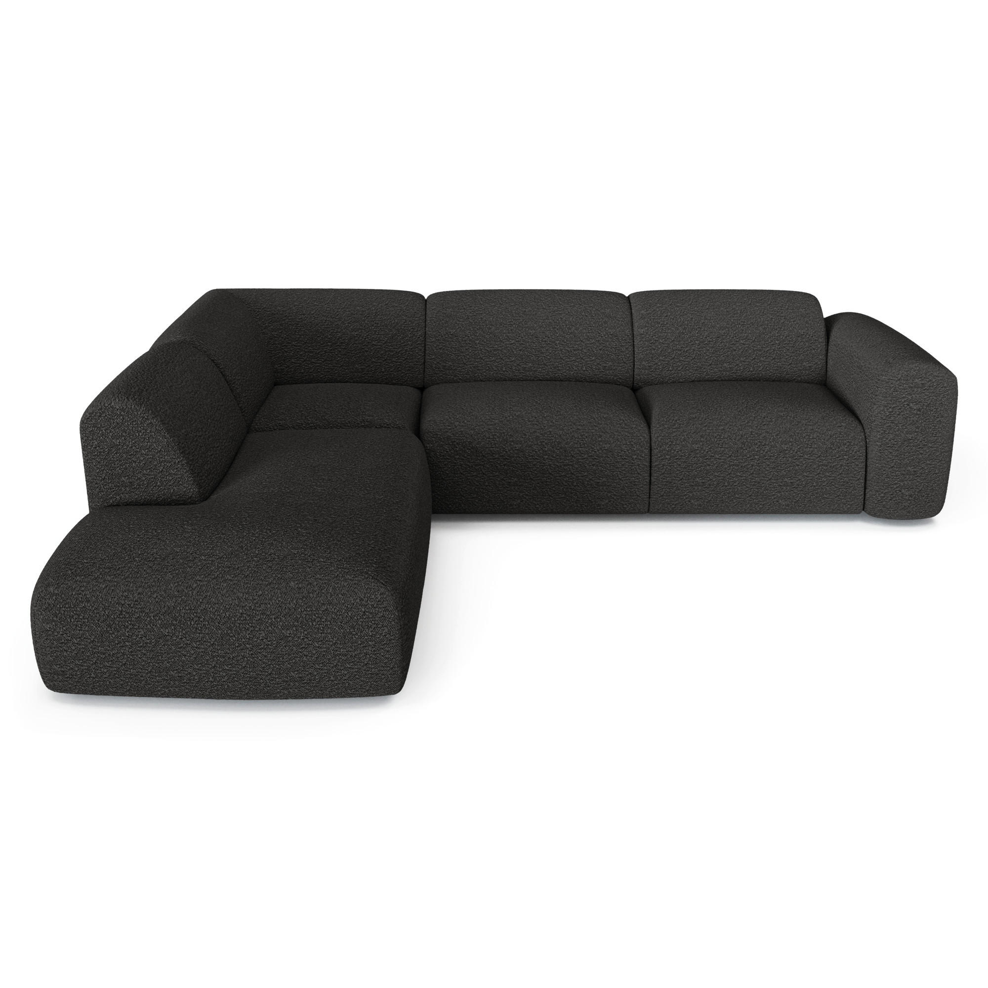 ECKSOFA LINKS Bouclé-Stoff Dunkles Anthrazit 269cm - Anthrazit, Textil (221/269cm) - Sia Home