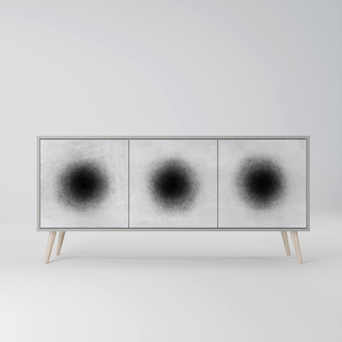 SIDEBOARD BLACK HOLE, Eicheneffekt, 164,5x42x77,5 cm, 3 Türen - Eichefarben/Buchefarben, Holzwerkstoff/Buchenholz (164.5/77.5/42cm) - SpaceRebels