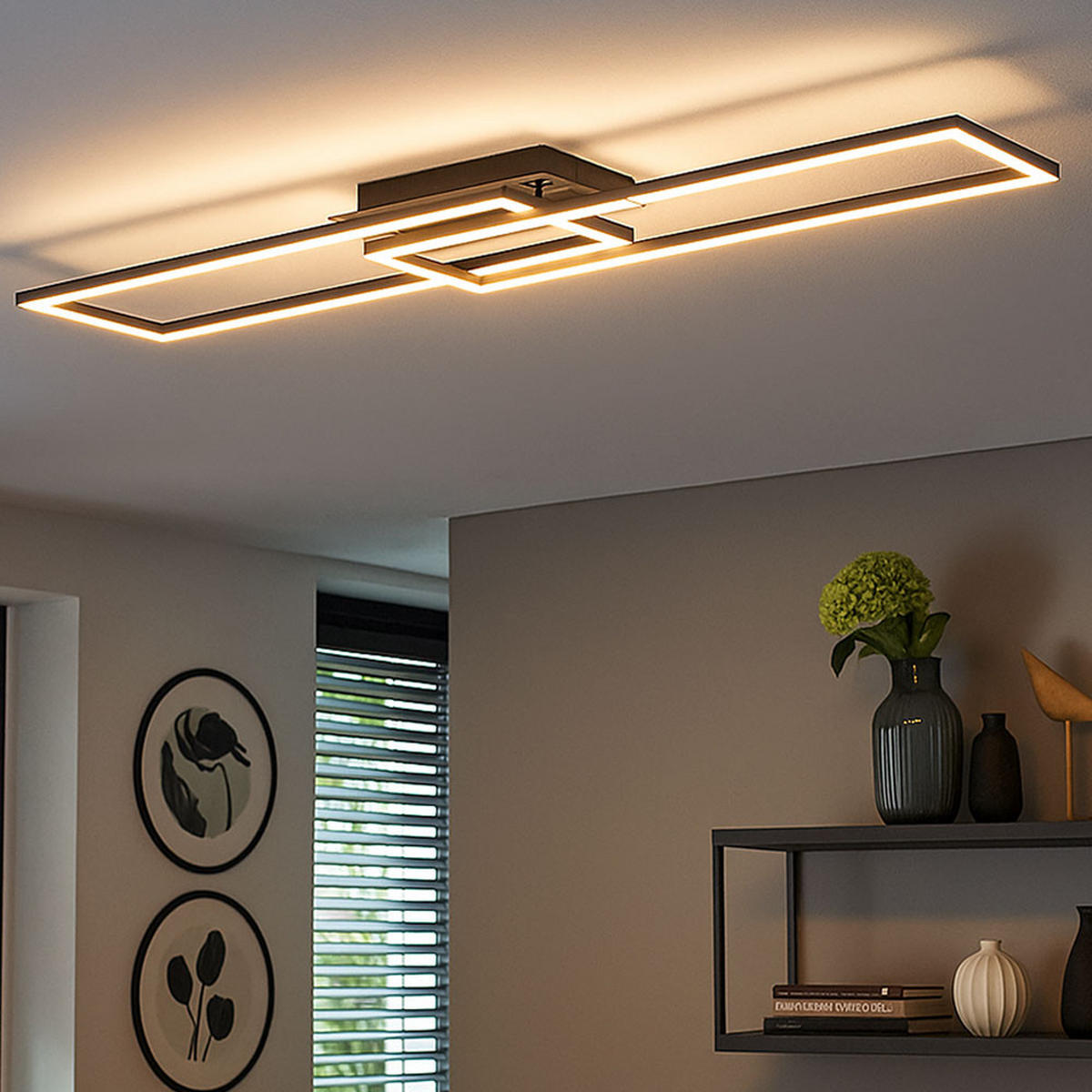 LED DECKENLEUCHTE Schwarz beweglich - Schwarz, Metall (102/60/7.3cm)