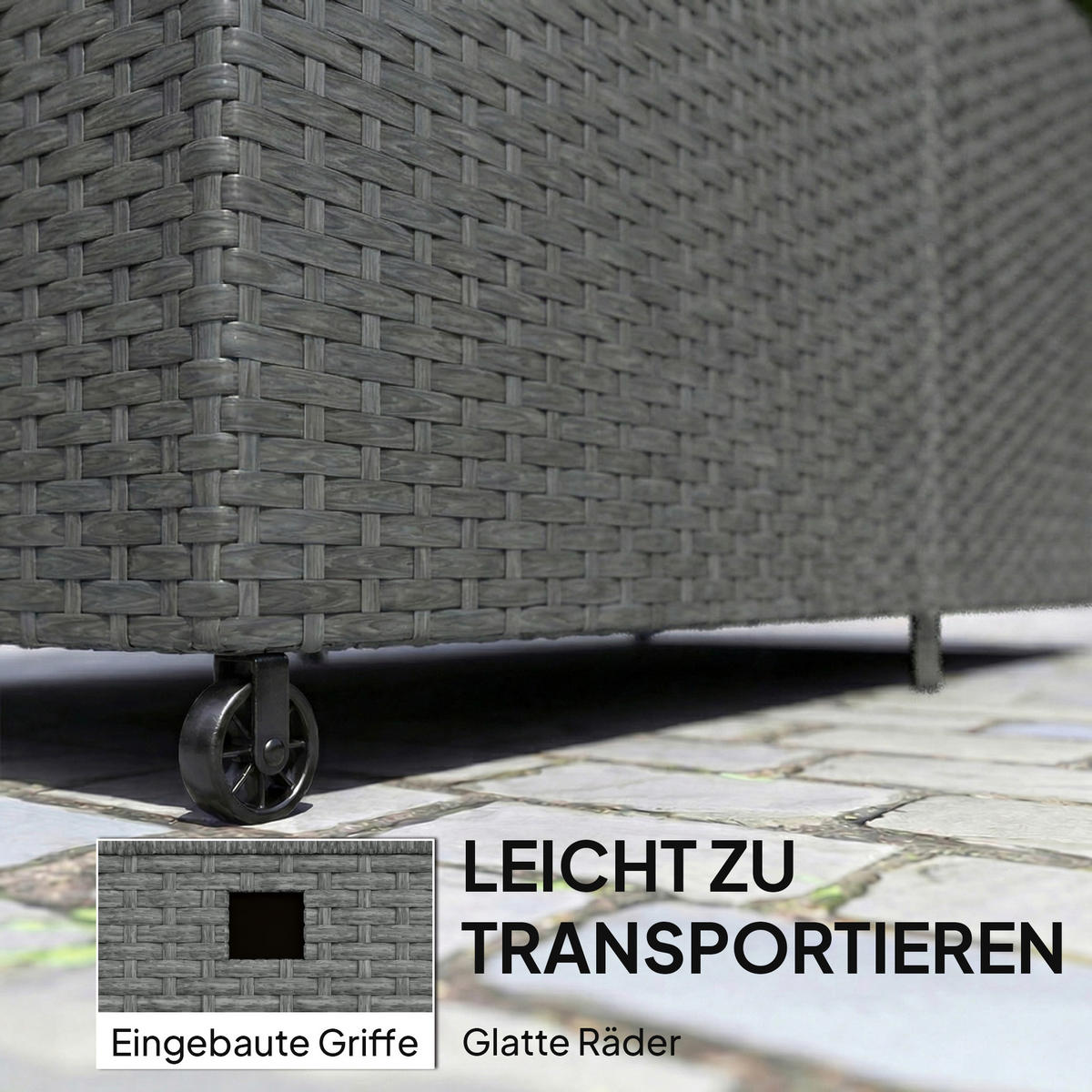 GARTENBOX PE-Rattan Stahl Dunkelgrau - Dunkelgrau, Kunststoff (75/74/150cm) - Outsunny