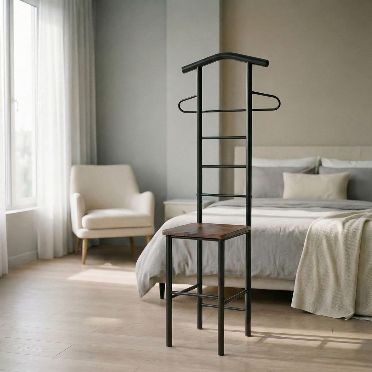 HERRENDIENER JIVO - Dunkelbraun/Schwarz, Metall (53/121/47cm) - CARO-Möbel