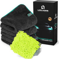 AUTO-MIKROFASERTÜCHER 3 Tücher plus 1 Handschuh - Multicolor, Textil (40/40cm) - Lion Home	