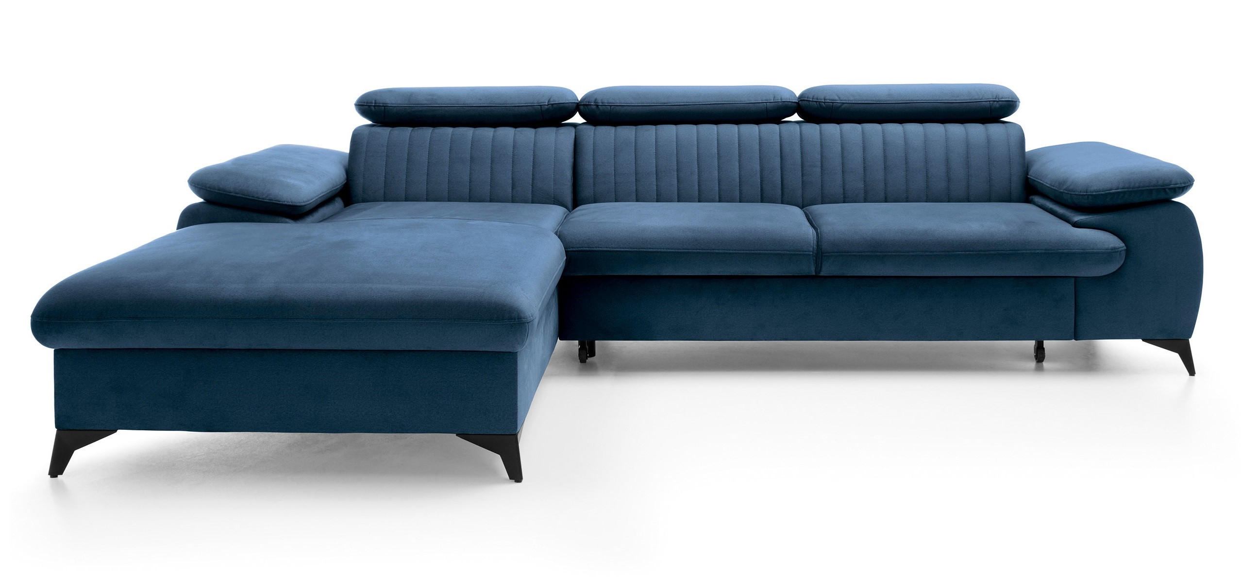 ECKSOFA 280 cm Xanto M, Schlaffunktion, verstellbaren Kopfstützen, Links, Blau - Blau, Holz (280/193cm) - Emporius