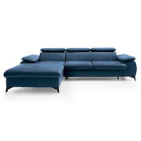 ECKSOFA 280 cm Xanto M, Schlaffunktion, verstellbaren Kopfstützen, Links, Blau - Blau, Holz (280/193cm) - Emporius