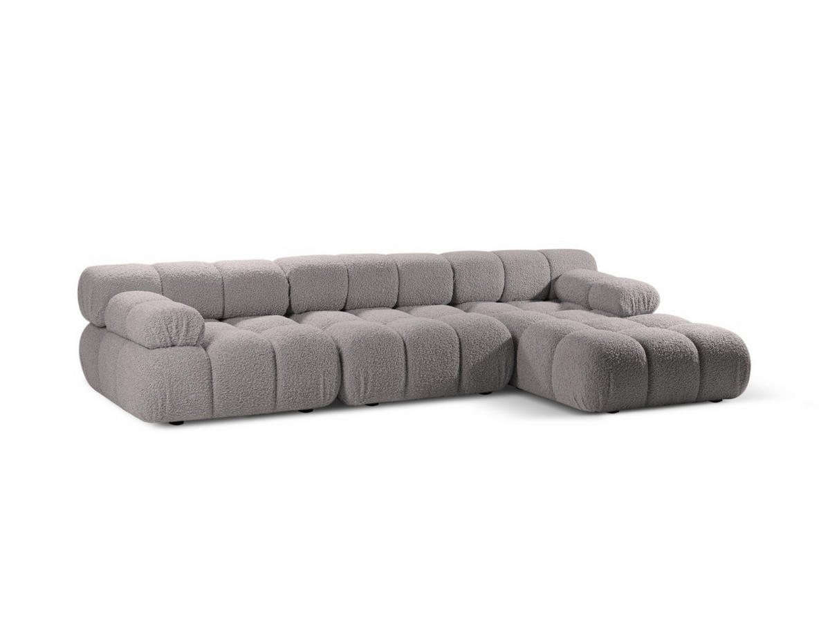 ECKSOFA modular rechts Bellis aus Boucle hellgrau 4 Sitzplätze - Hellgrau, Textil (155/282cm) - Micadoni